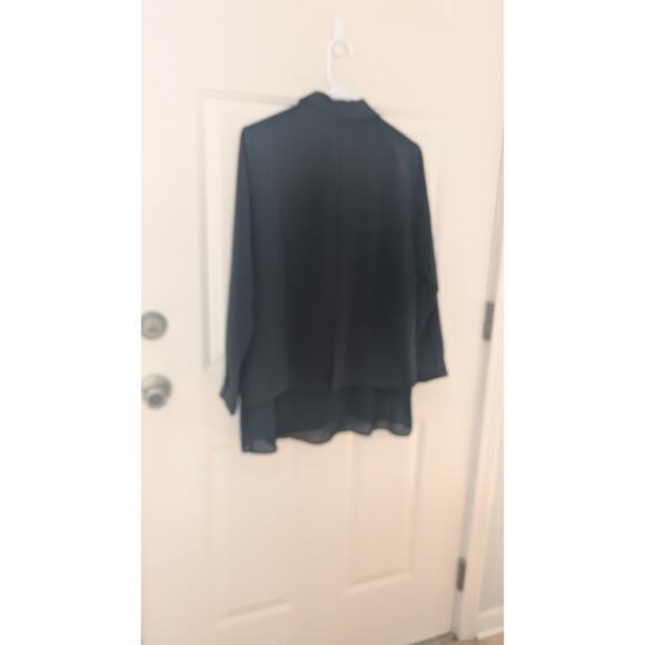 Soft Surroundings NWT Black Flowy Button Down Shirt, PM, Sheer Lager, Classic - Picture 5 of 9